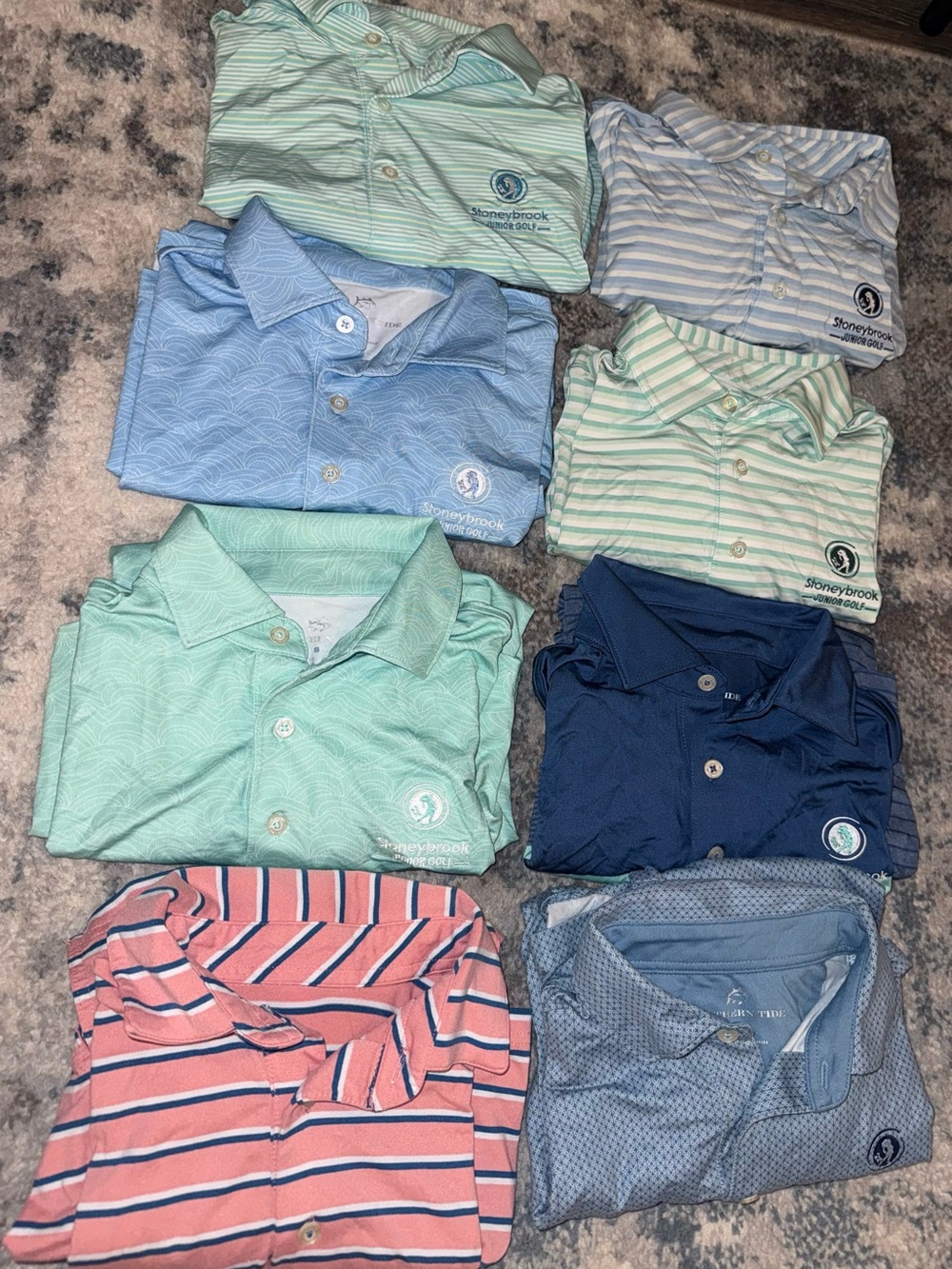 Southern Tide Men's Polo Lot - Blue, Light Green, Navy, Coral, Gray